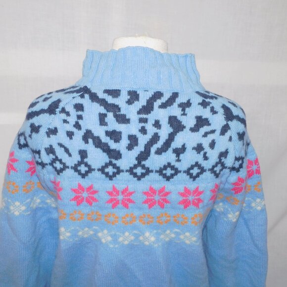 Kari Traa Ingrid Blue Pink Knit Wool Blend half Turtleneck Sweater Womens XL - Picture 11 of 12